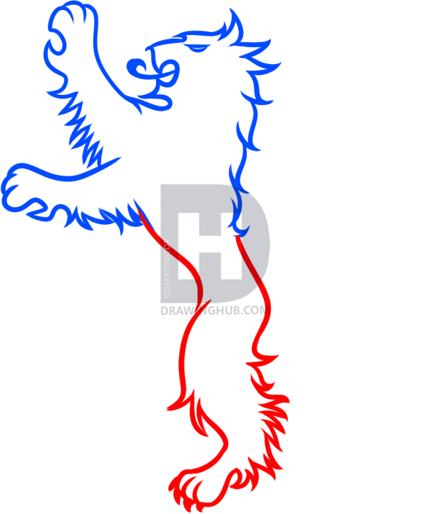 613x720 How To Draw House Lannister Logo, Step
