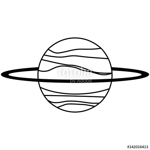 500x500 Uranus Planet Solar System Line Vector Illustration Stock