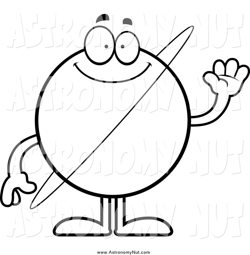 1024x1044 Clipart Of A Black And White Happy Waving Planet Uranus