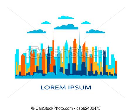450x379 City Landscape Flat Design Urban Illustration Vector In Simple