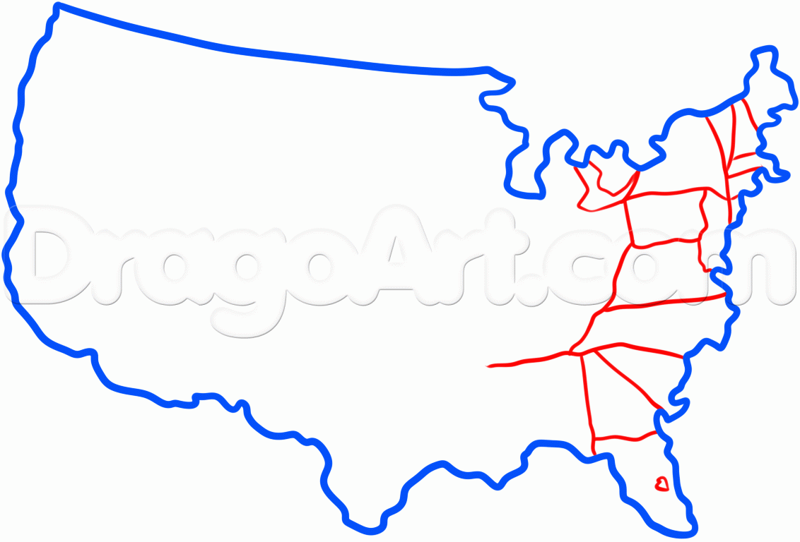 1132x768 How To Draw The United States, Step