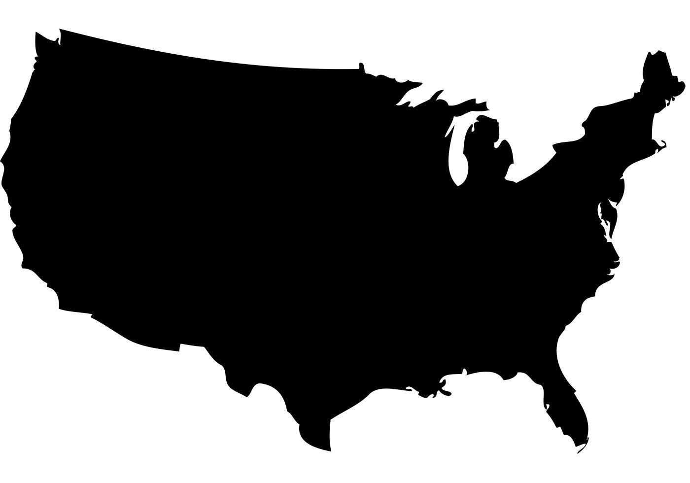1400x980 United States Outline Vector Us Map Silhouette Vector
