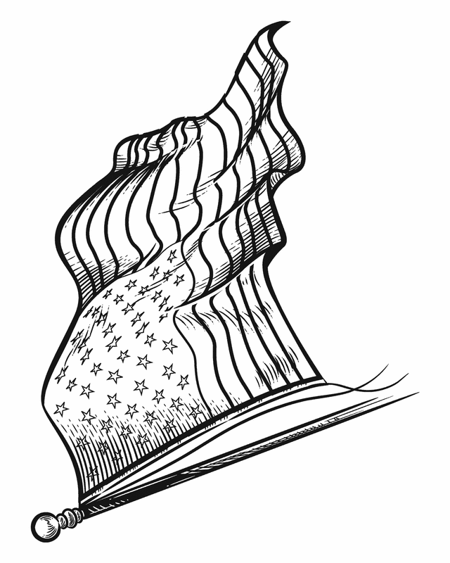 640x800 Usa Flag Waving Drawing