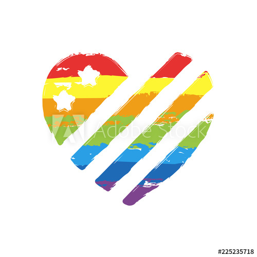 500x500 Simple Usa Flag Icon Heart Shape Drawing Sign With Lgbt Style