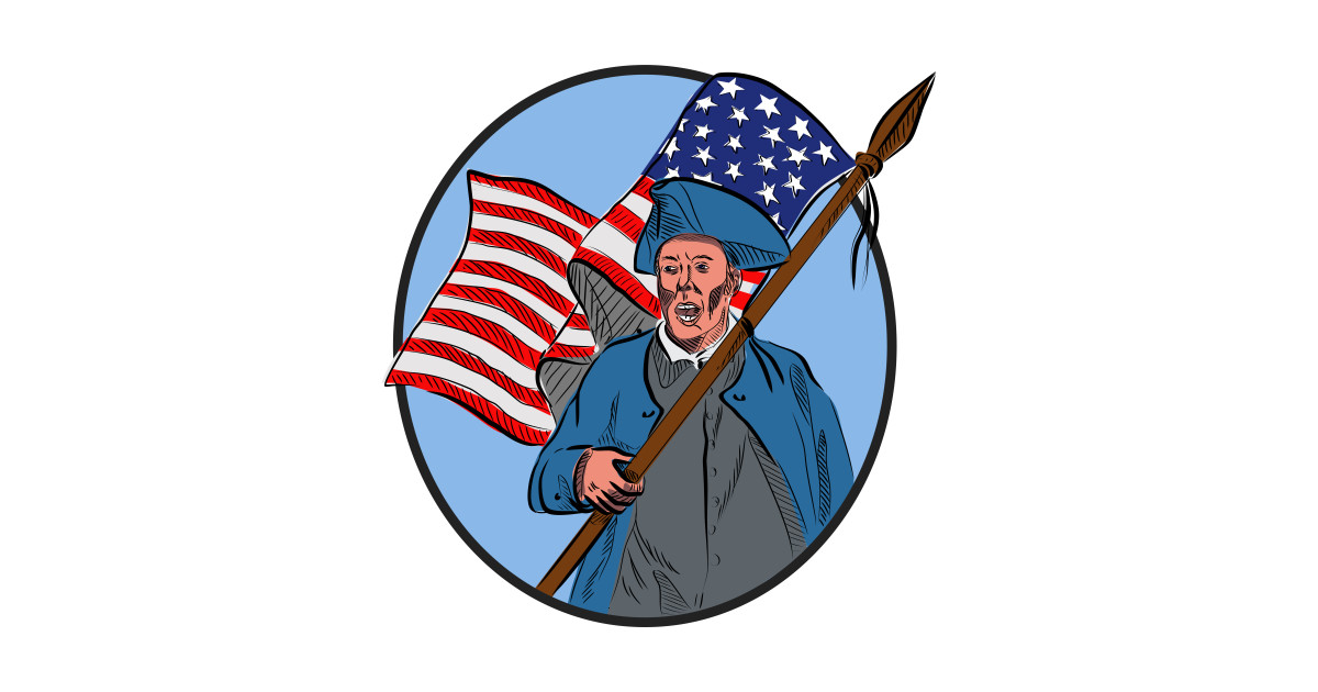 1200x630 American Patriot Carrying Usa Flag Circle Drawing