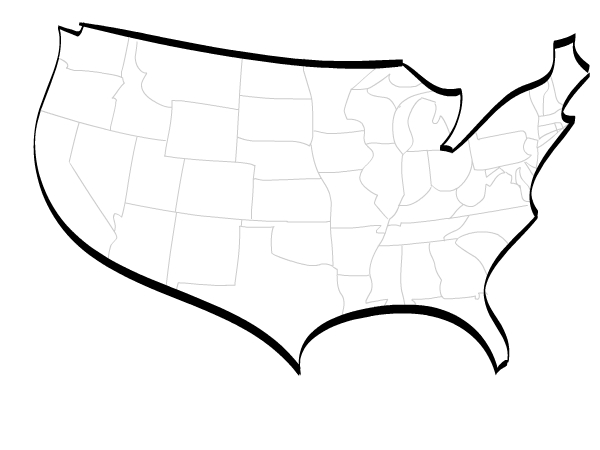 600x450 stylised vector map of usa