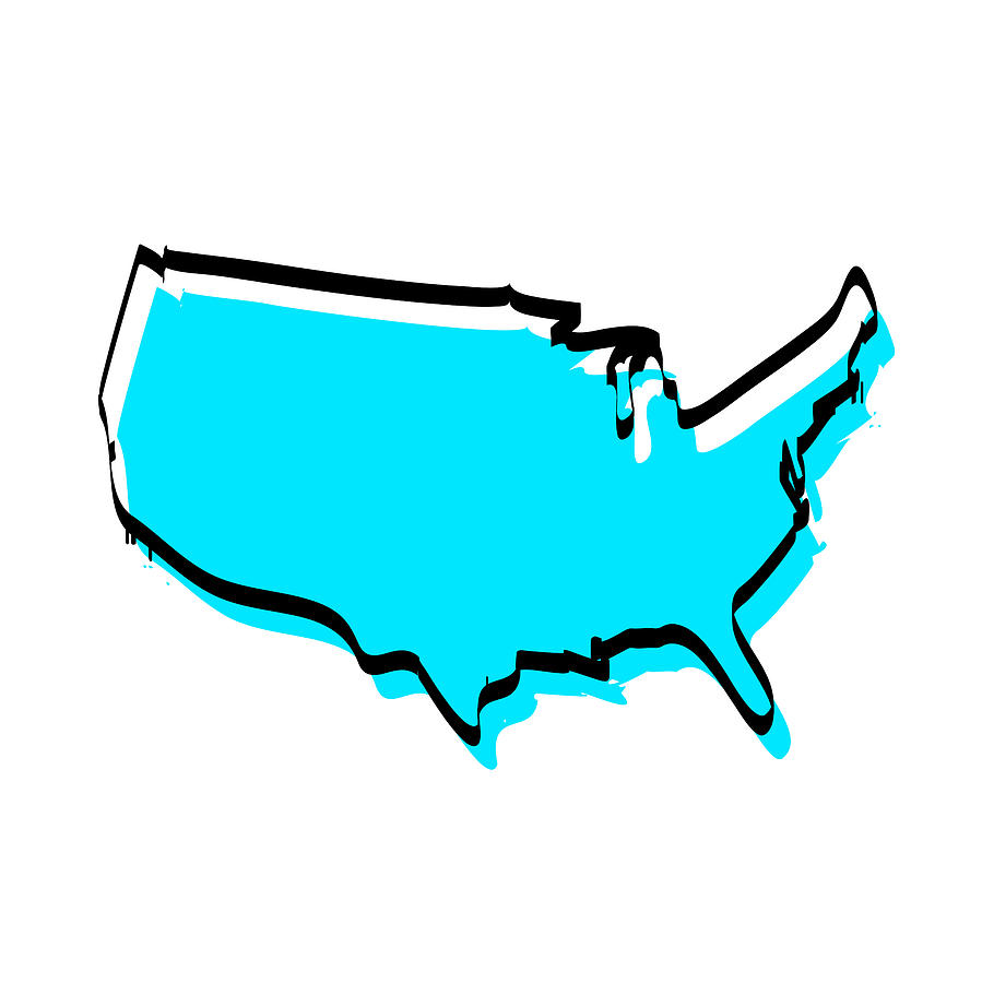 899x900 Usa Map Hand Drawn On White Background, Trendy Design