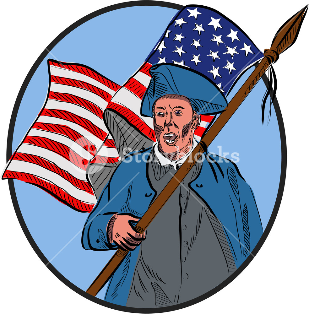 984x1000 Drawing Sketch Style Illustration Of An American Patriot Carrying