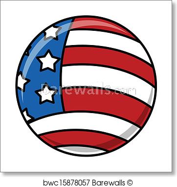 362x382 Art Print Of Circular Usa Flag Vector Barewalls Posters Prints