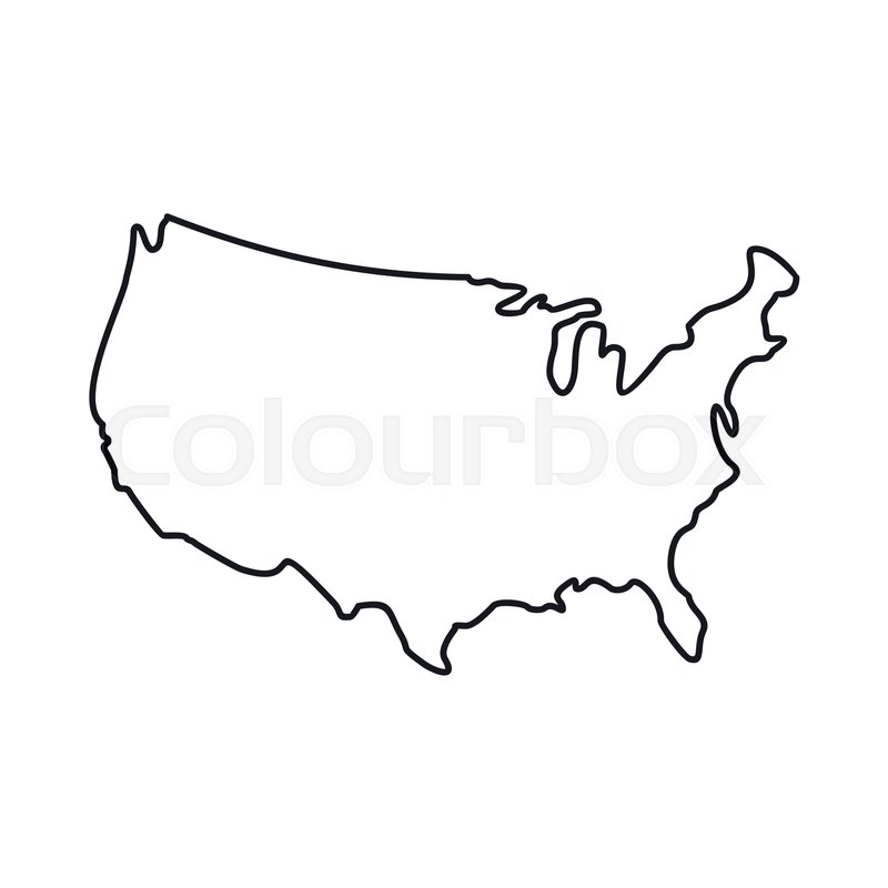 800x800 Usa Map Icon In Outline Style Isolated Stock Vector Colourbox