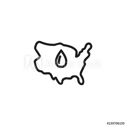 500x500 Usa Map With Oil Drop Line Icon Development, Map, Country Oil