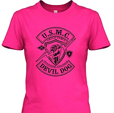 385x379 Usmc Devil Dog Womens Pink Large T Shirt Clothing