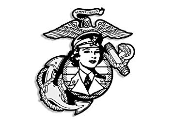 355x266 Bw Women Marines Eagle And Anchor Shaped Sticker