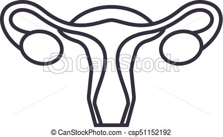 450x276 uterus,female gynecology vector line icon, sign, illustration