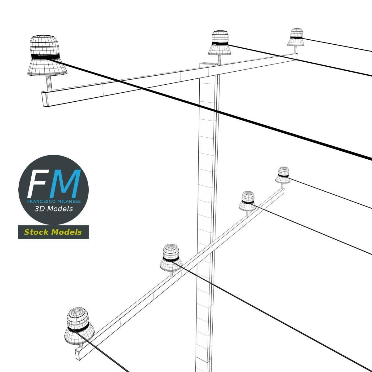 1200x1200 Model Steel Utility Pole Cgtrader