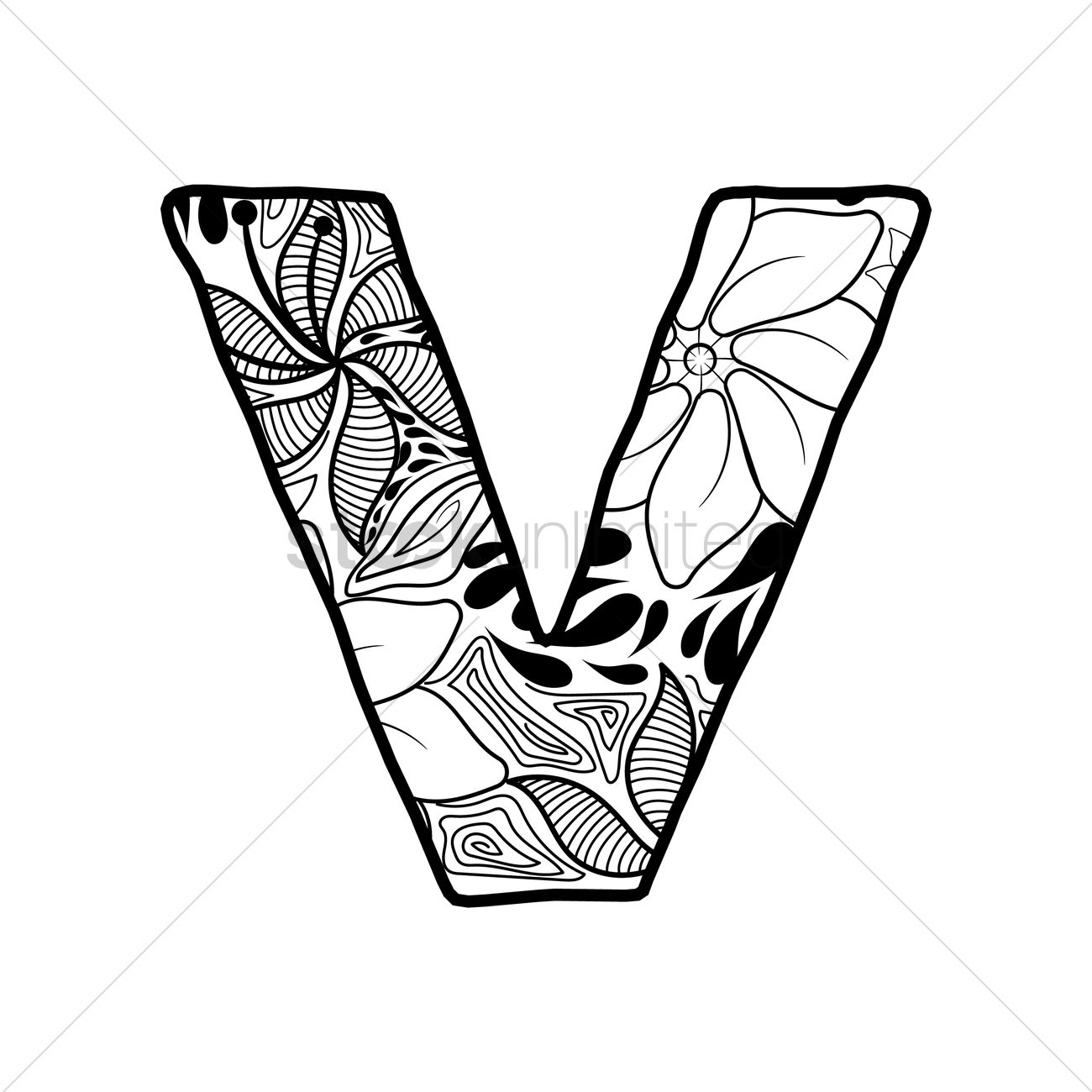 1300x1300 Letter V Vector Image