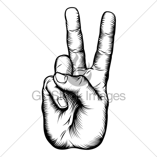 500x500 Victory V Salute Or Peace Hand Sign Gl Stock Images