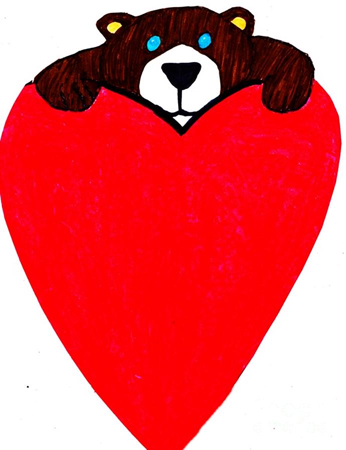 691x900 valentine big hearted teddy bear drawing