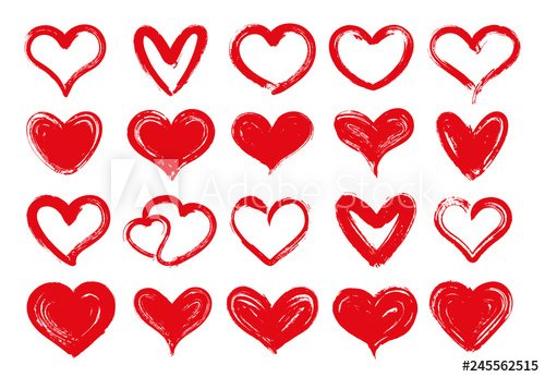 500x346 Grunge Hearts Hand Drawn Red Heart, Sweethearts Beloved Valentine