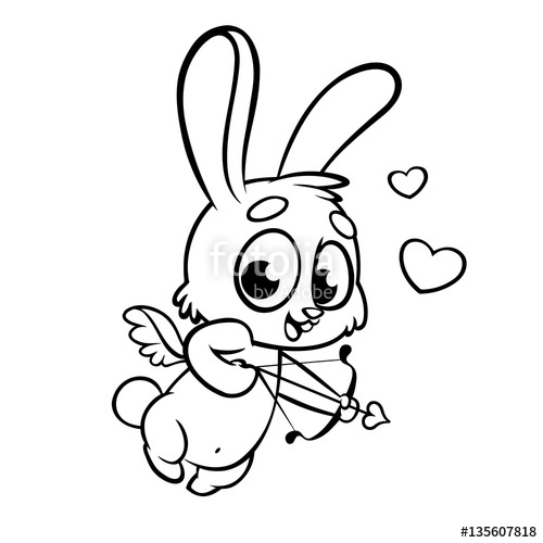 500x500 Funny Cupid With Bow And Arrow For Coloring Illustration