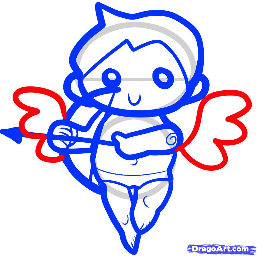 868x865 How To Draw Cupid For Kids, Step