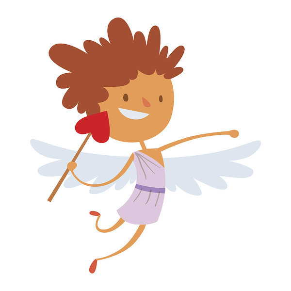 600x600 Valentine Day Cupid Angels Cartoon Style Vector Illustration Art