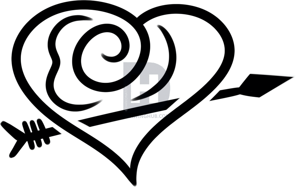 991x626 How To Draw A Tribal Valentine Heart, Step