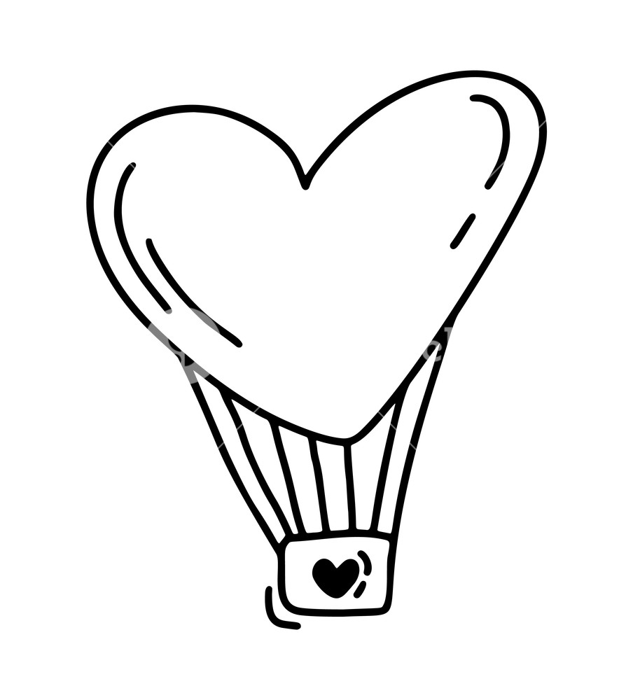 904x1000 Monoline Cute Balloon In Form Of Heart Valentines Day Hand Drawn