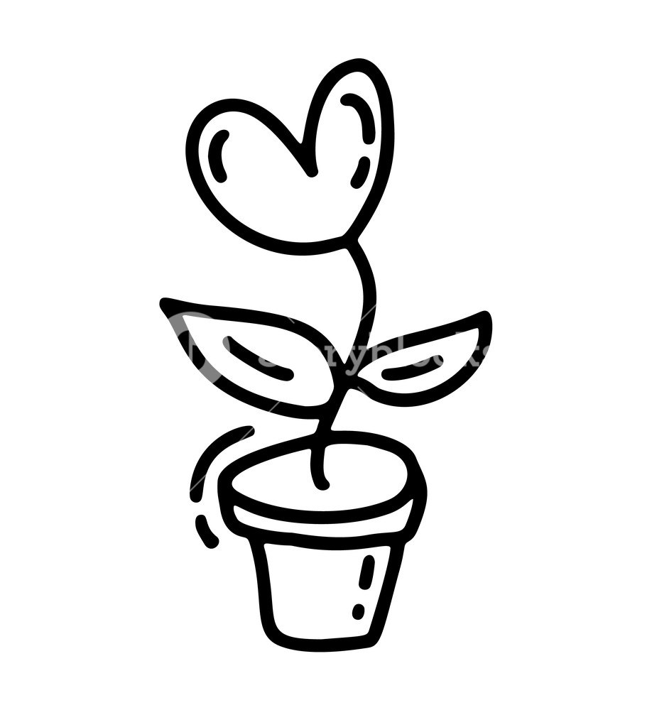 918x1000 Monoline Flower With Heart Valentines Day Hand Drawn Icon