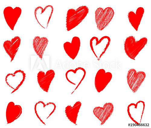500x423 Set Of Valentine Heart Isolated Hand Drawn Vector Icon Sketch