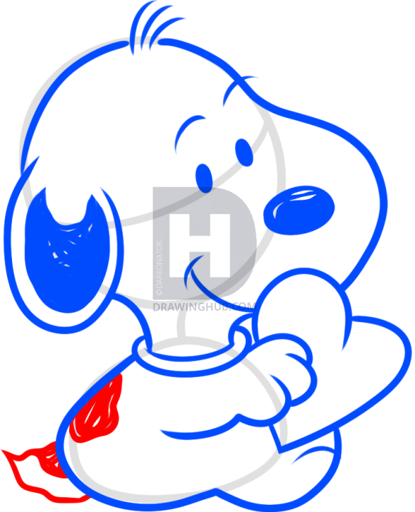 584x720 How To Draw Valentine Snoopy, Step
