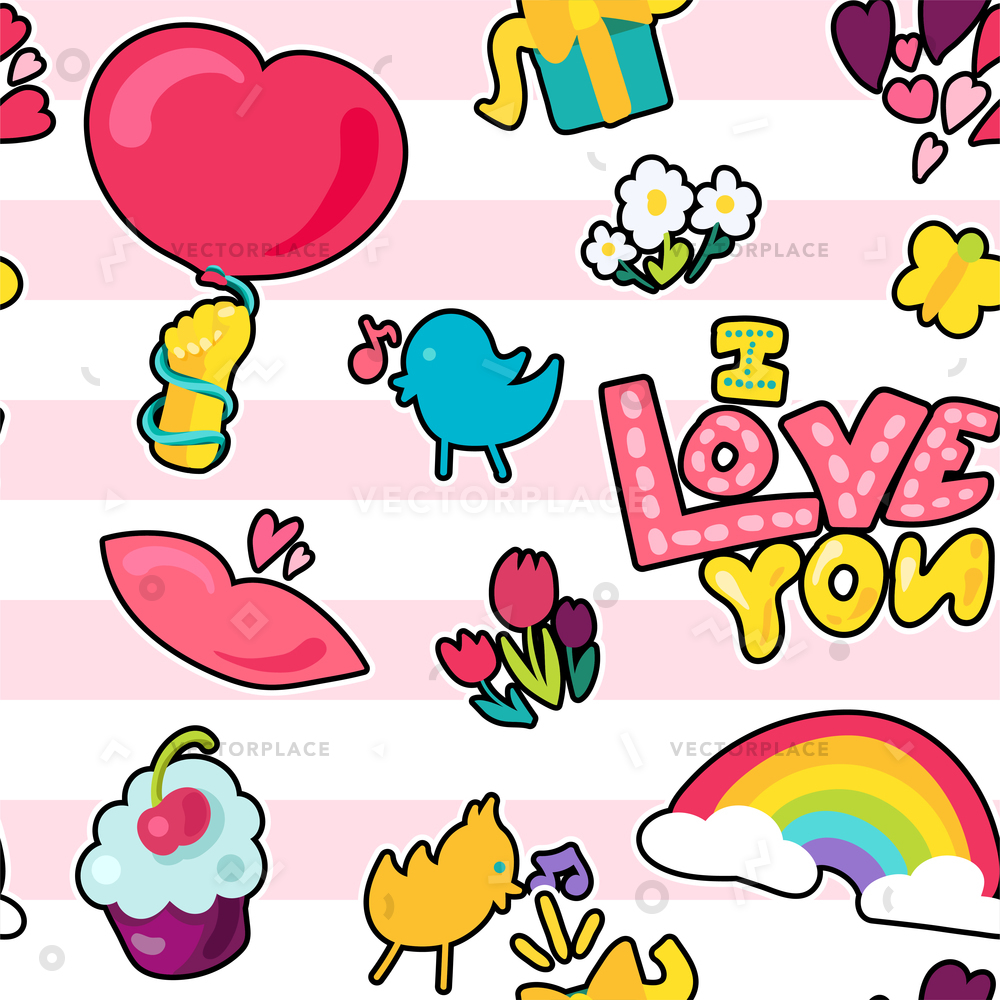 1000x1000 Love Seamless Pattern Valentines Day Texture Vector Illustration