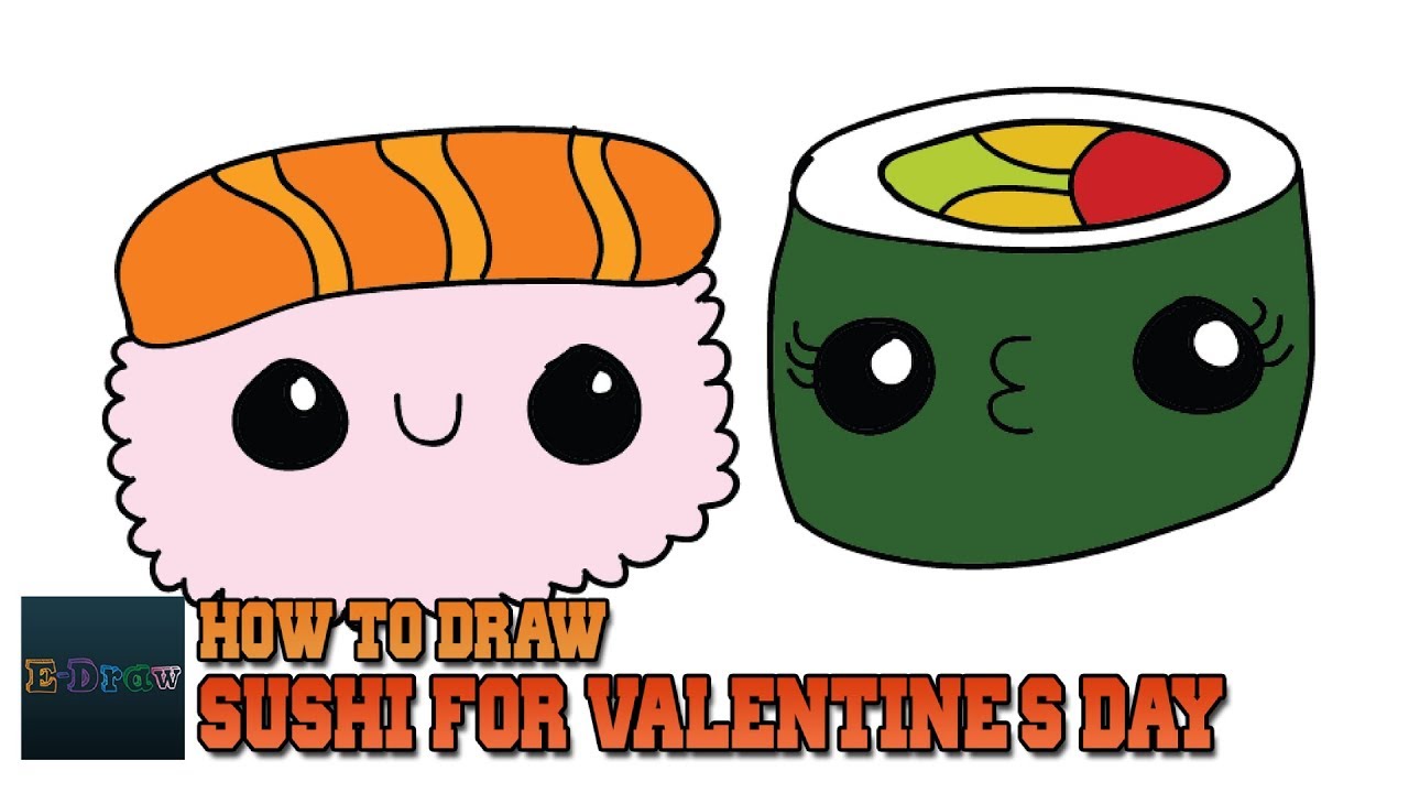 1280x720 How To Draw Cartoon Sushi For Valentine's Day! Step