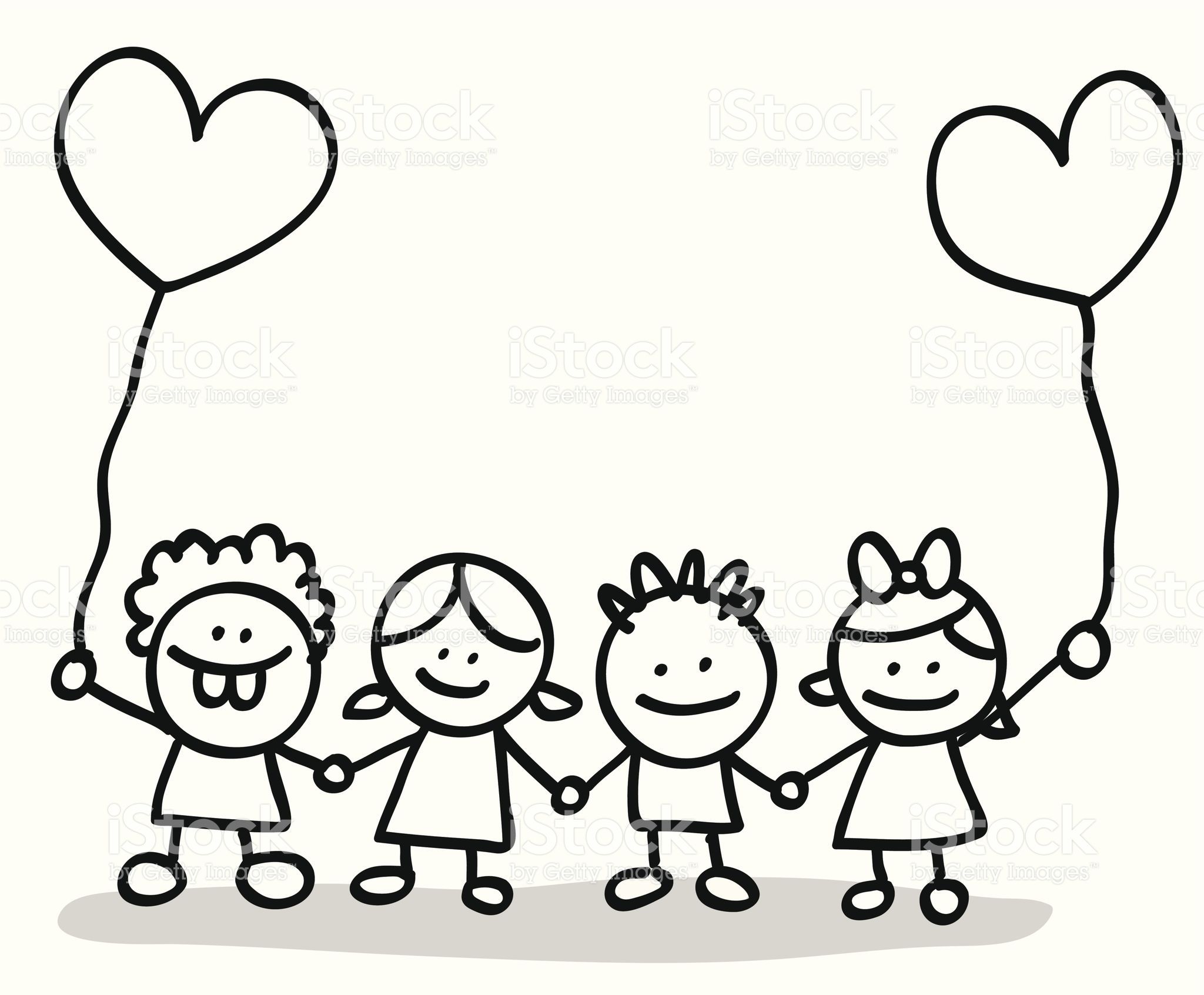 2048x1692 Doodle Style Little Cude Children With Heart Shape Balloon