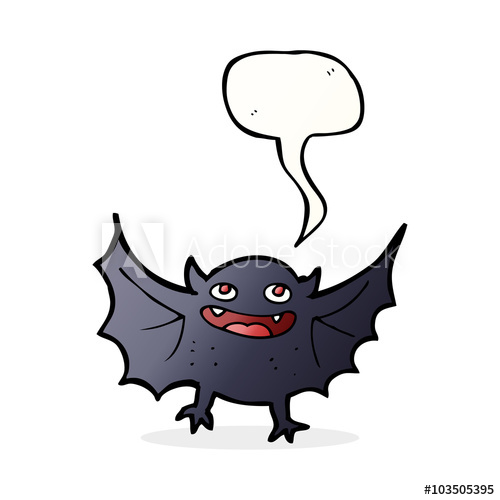500x500 Cartoon Vampire Bat With Speech Bubble
