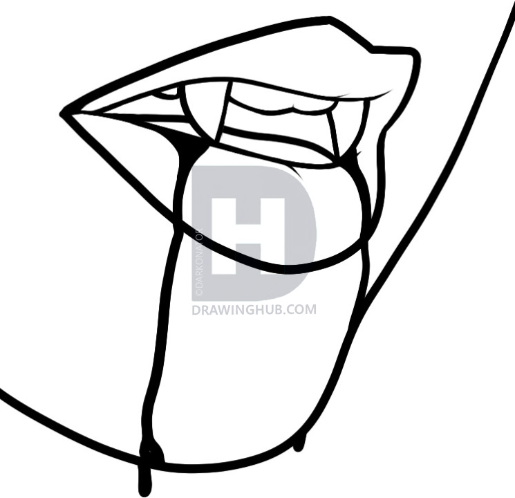 745x720 How To Draw A Vampire Mouth, Vampire Mouth, Step
