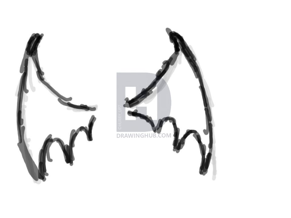 960x720 How To Draw Bat Or Vampire Wings, Step