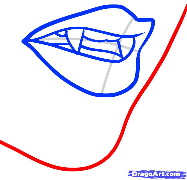 748x722 How To Draw A Vampire Mouth, Vampire Mouth, Step