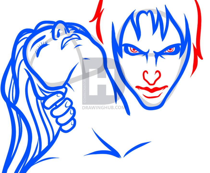 875x720 How To Draw A Vampire Face, Vampire Kiss, Step
