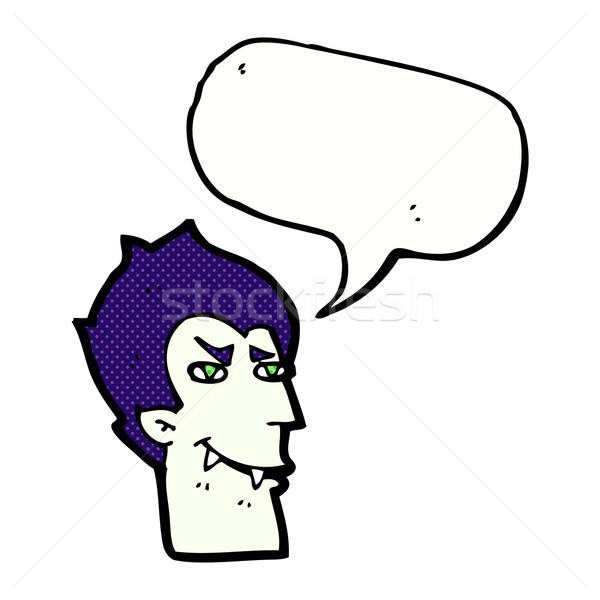 600x600 Cartoon Vampire Face With Speech Bubble Vector Illustration