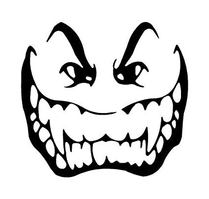 425x405 Vampire Face Fangs Scary Decal Sticker, Die Cut Vinyl