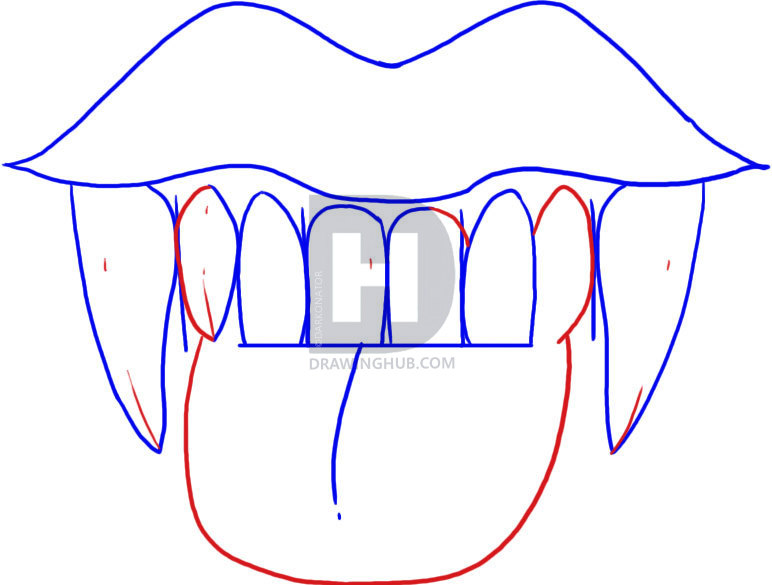 772x585 How To Draw Vampire Fangs And Teeth, Step