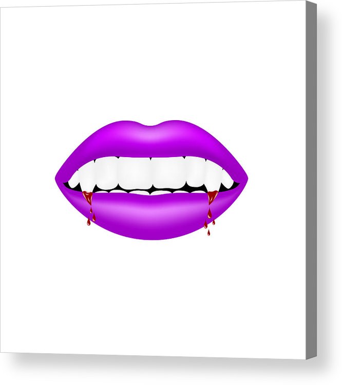 666x750 Vampire Mouth In Purple Design With Bloody Teeth Acrylic Print