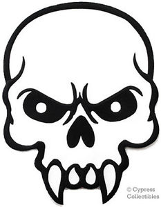 233x300 Mean Skull Iron On Embroidered Patch Vampire Poison Large Skeleton