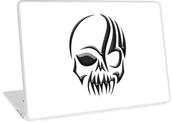 558x400 vampire, tribal skull, chisel hard, silhouette laptop skins