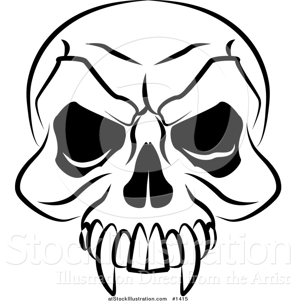 1024x1044 Vector Illustration Of A Vampire's Skull With Fanged Teeth