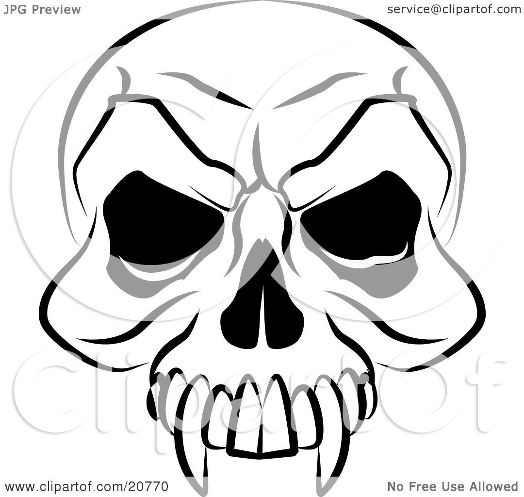 1080x1024 Clipart Illustration Of A Vampire's Skull With Fanged Teeth