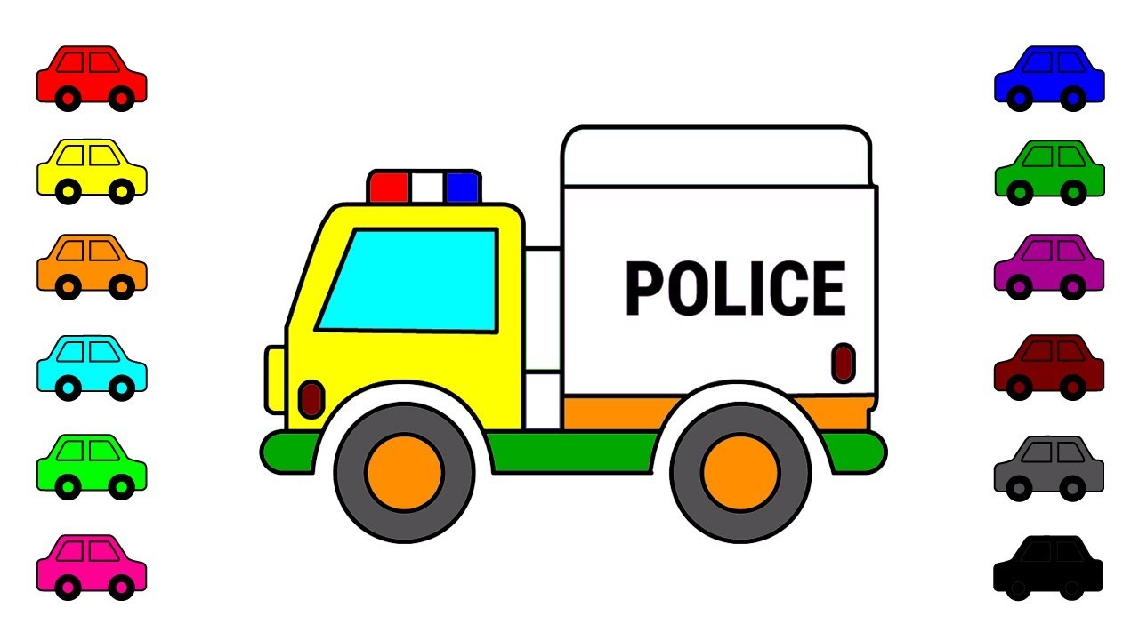 1280x720 Police Car Van Coloring Pages Drawing For Kids
