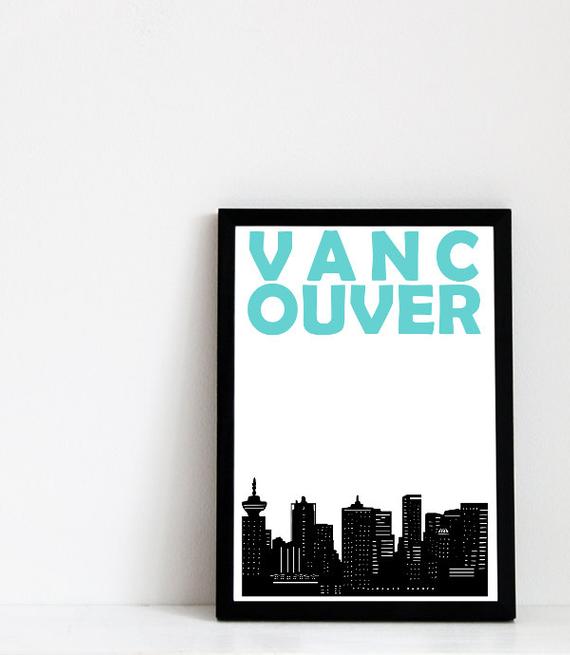 570x655 vancouver skyline vancouver print vancouver art