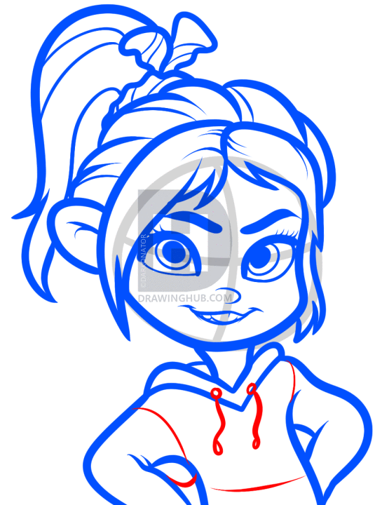 535x720 How To Draw Vanellope, Wreck It Ralph, Step